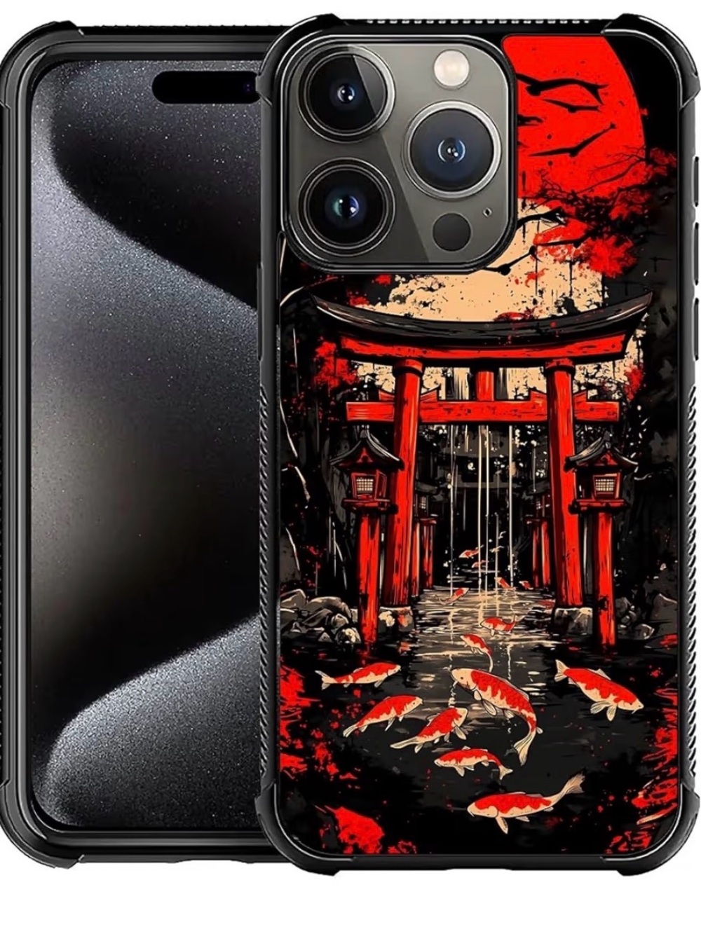 Japanese Torii Gate Koi Fish iPhone 15 Plus Case | Scenic Japanese Art | New